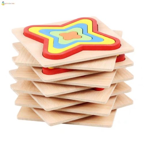 Đồ chơi gỗ xếp các khối hình học đồng tâm
