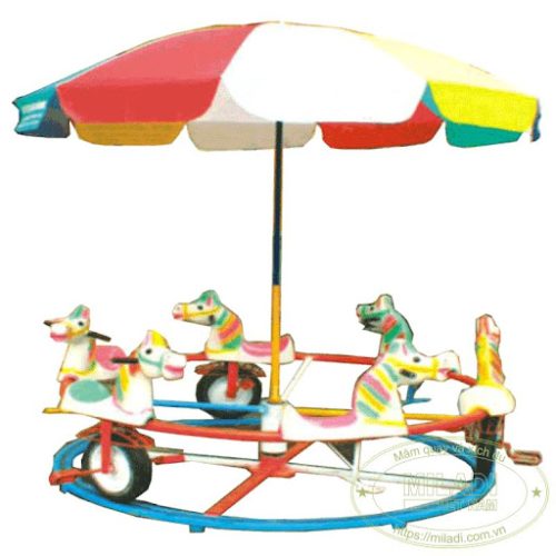 Đu quay đạp chân trên ray 6 đầu ngựa
